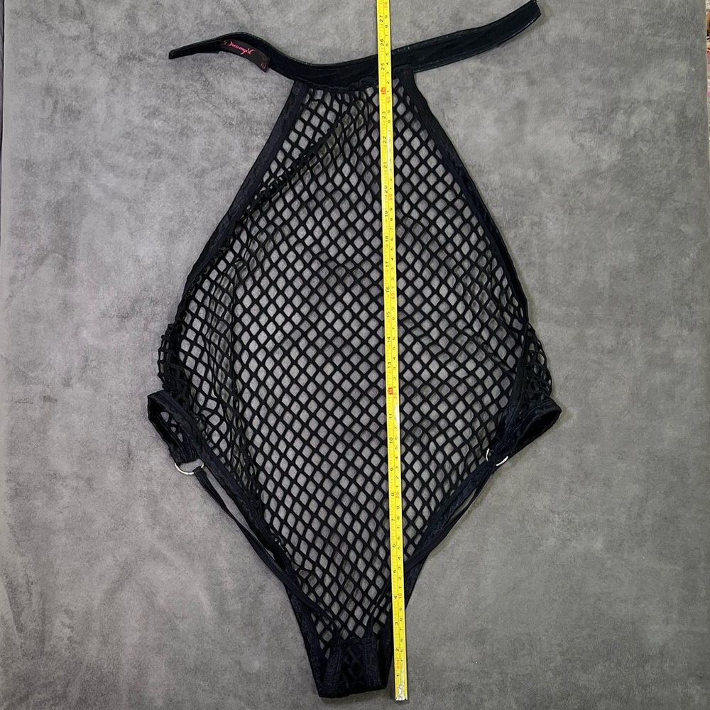 Dreamgirl Black Fishnet Open Back Collar Bodysuit S/M - Picture 11 of 13